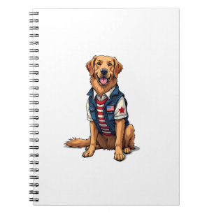Patriotisches Servicehund Golden Retriever Shirt 4 Notizblock