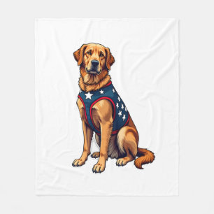 Patriotisches Servicehund Golden Retriever Shirt Fleecedecke