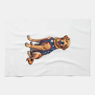 Patriotisches Servicehund Golden Retriever Shirt Geschirrtuch