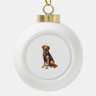 Patriotisches Servicehund Golden Retriever Shirt Keramik Kugel-Ornament