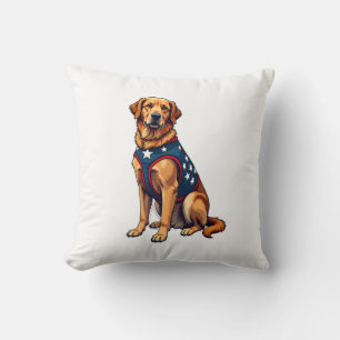 Patriotisches Servicehund Golden Retriever Shirt Kissen