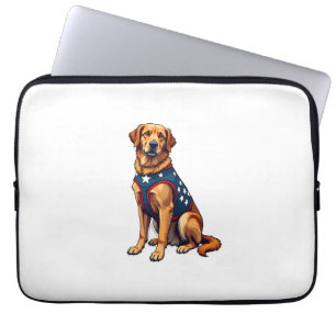 Patriotisches Servicehund Golden Retriever Shirt Laptopschutzhülle
