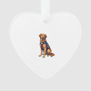 Patriotisches Servicehund Golden Retriever Shirt Ornament