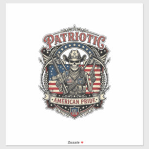 Patriotisches Skelett Cowboy Dunkler Patriot Skele Aufkleber