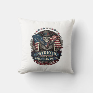 Patriotisches Skelett Cowboy Dunkler Patriot Skele Kissen