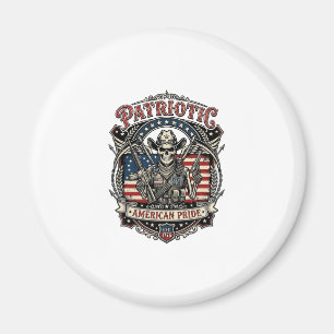 Patriotisches Skelett Cowboy Dunkler Patriot Skele Magnet