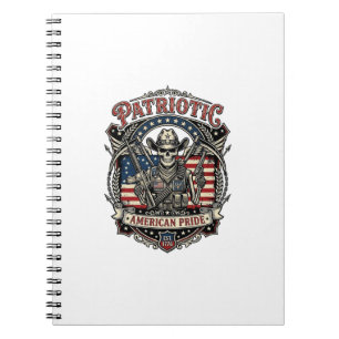 Patriotisches Skelett Cowboy Dunkler Patriot Skele Notizblock