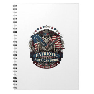 Patriotisches Skelett Cowboy Dunkler Patriot Skele Notizblock