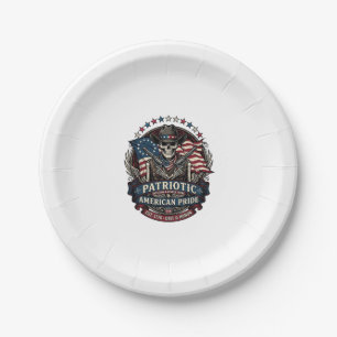 Patriotisches Skelett Cowboy Dunkler Patriot Skele Pappteller
