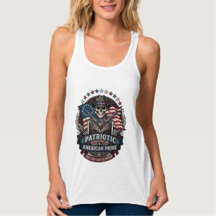 Patriotisches Skelett Cowboy Dunkler Patriot Skele Tank Top