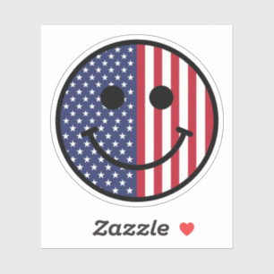 Patriotisches Smiley-Gesicht Amerikanische Flagge  Aufkleber