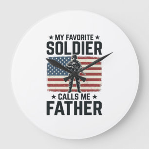 Patriotisches Soldat Vater Vintage Vector Shirt De Große Wanduhr