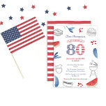 Patriotisches Sommerkochout 80. Geburtstagsparty Einladung<br><div class="desc">US Flagge zum 80. Geburtstag laden zu einem familienfreundlichen Outdoor-Cookout oder einem PicknickParty ein</div>