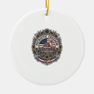 Patriotisches Sonnenblumen-Farm-Vektorgrafik-T-Shi Keramik Ornament