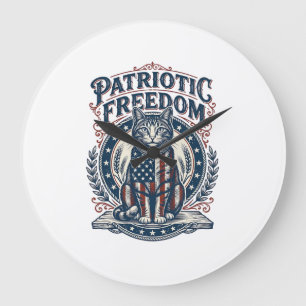 Patriotisches Stallkatze Vektorgrafik T-Shirt_1 Große Wanduhr