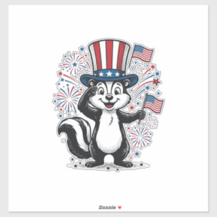 Patriotisches Stinktier Vintage-Feuerwerk Grafik-S Aufkleber