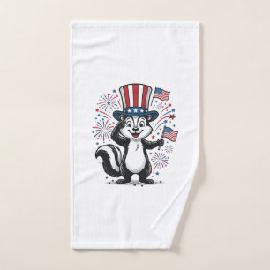 Patriotisches Stinktier Vintage-Feuerwerk Grafik-S Handtuch