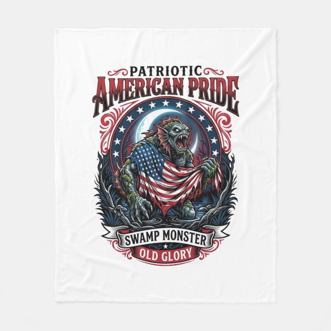 Patriotisches Sumpfmonster Old Glory Horror Monste Fleecedecke (Vorderseite)