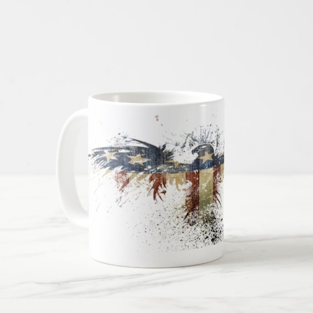 Patriotisches Symbol des Flagge-Weißkopfseeadlers Kaffeetasse (Vorderseite Links)