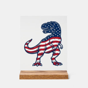 Patriotisches T-Rex Amerikanische Flagge Dinosauri Acrylschild