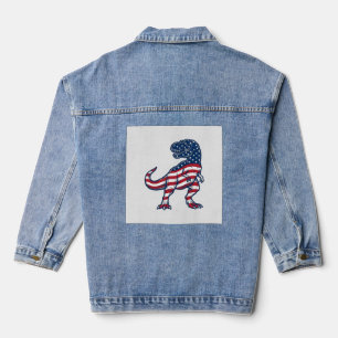 Patriotisches T-Rex Amerikanische Flagge Dinosauri Jeansjacke