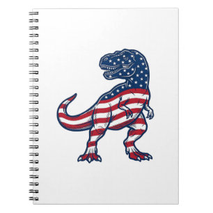 Patriotisches T-Rex Amerikanische Flagge Dinosauri Notizblock