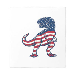 Patriotisches T-Rex Amerikanische Flagge Dinosauri Notizblock