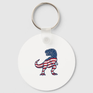 Patriotisches T-Rex Amerikanische Flagge Dinosauri Schlüsselanhänger