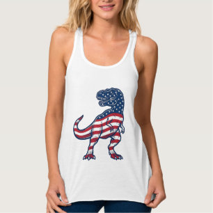 Patriotisches T-Rex Amerikanische Flagge Dinosauri Tank Top