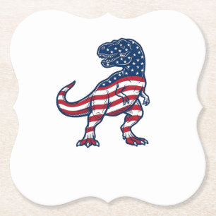 Patriotisches T-Rex Amerikanische Flagge Dinosauri Untersetzer