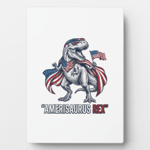 Patriotisches T-Rex Amerisaurus Rex Weißes Shirt D Fotoplatte