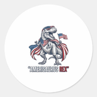 Patriotisches T-Rex Amerisaurus Rex Weißes Shirt D Runder Aufkleber