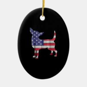 Patriotisches Teacup Chihuahua Amerikanischer Flag Keramik Ornament