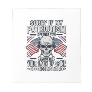 Patriotisches Totenkopf-Vintage-Stich-Zitat-Vektor Notizblock