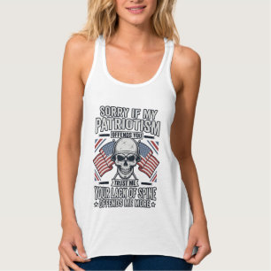 Patriotisches Totenkopf-Vintage-Stich-Zitat-Vektor Tank Top