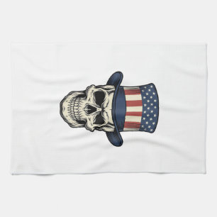 Patriotisches Totenkopf-Vintage-Stickerei-Shirt-De Geschirrtuch