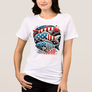 Patriotisches Trio von Fisch - Rot, Weiß und Blau  Tri-Blend Shirt
