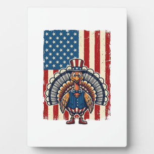 Patriotisches Truthahn-Flagge Vintage-Gravur-Shirt Fotoplatte