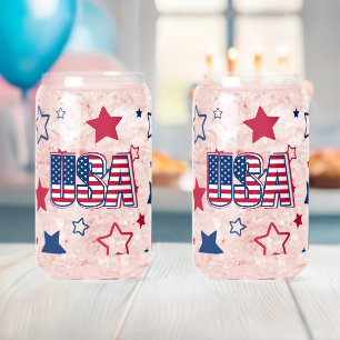 Patriotisches USA, 1776, 4. Juli Rot, Weiß & Blau Dosenglas