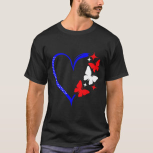 Patriotisches Usa 4. Juli Herz mit Rot Weiß Aber T-Shirt