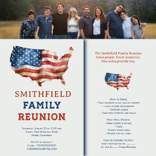 Patriotisches USA-Barbecue-Picknick-Familientreffe Einladung