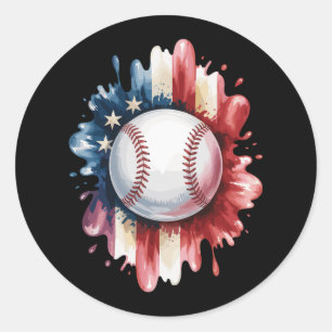 Patriotisches USA-Baseball Amerikanische Flagge Vi Runder Aufkleber