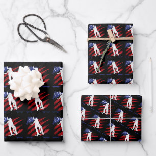 Patriotisches USA-Frauen-Skateboarding Geschenkpapier Set