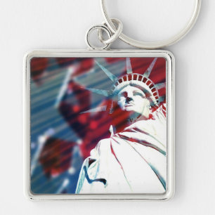 Patriotisches USA-Freiheitsstatue Flaggen-Entwurf Schlüsselanhänger