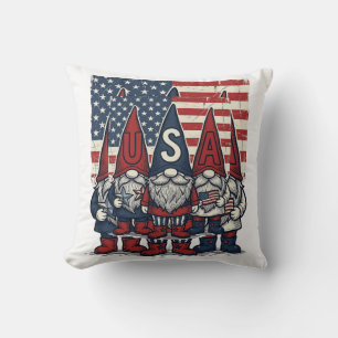 Patriotisches USA-Gnom-Trio Vintage-Vektordesign_1 Kissen