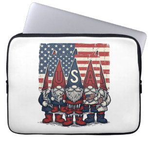 Patriotisches USA-Gnom-Trio Vintage-Vektordesign_1 Laptopschutzhülle