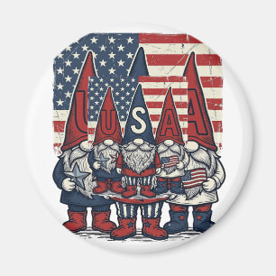 Patriotisches USA-Gnom-Trio Vintage-Vektordesign_1 Magnet