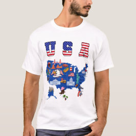 Patriotisches USA-Karten Amerikanische Symbole USA T-Shirt