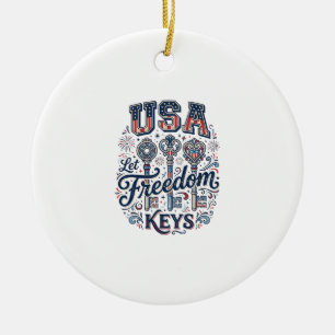 Patriotisches USA Lasst Freiheitsschlüssel Vektor- Keramik Ornament