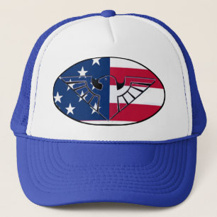 Patriotisches USA-rustikaler Adler und Flagge - Hu Truckerkappe
